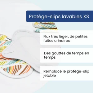 5 protège-slips lavables en coton – Fuites urinaires légères (Gamme XS)