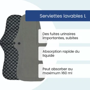 Lot de 5 serviette fuites urinaires importantes (Gamme L)