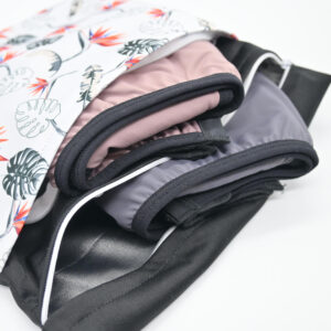 Pochette double (transport culotte menstruelle / serviette lavable) – Noir/paradis