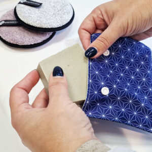 1 pochette à savon, cosmétique solide – conservation transport