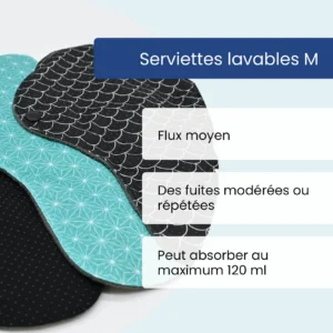 Kit complet serviette lavable, jour et nuit – Fuites urinaires légères à moyennes