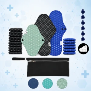 Kit complet serviette lavable, jour et nuit – Fuites urinaires moyennes à fortes