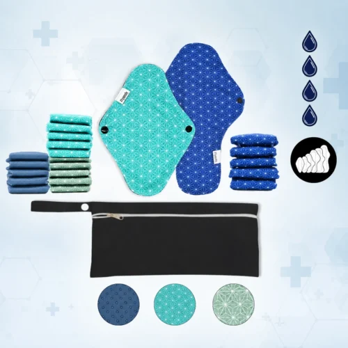 Kit complet serviette lavable, jour et nuit – Fuites urinaires légères à moyennes