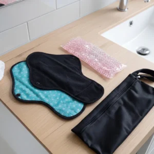Kit Bain Dérivatif (2 serviettes + 2 poche de gel + 1 pochette) – Coloris Asanoha Azur